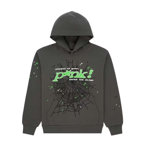 Sp5der Punk V2 Slate Grey Green Hoodie