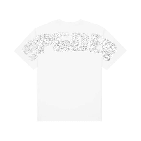 Sp5der Rhinestone Silk Web Tee White