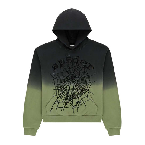 Sp5der Web Ombre Hoodie Black Green