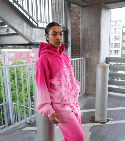 Sp5der Web Ombre Hoodie Pink