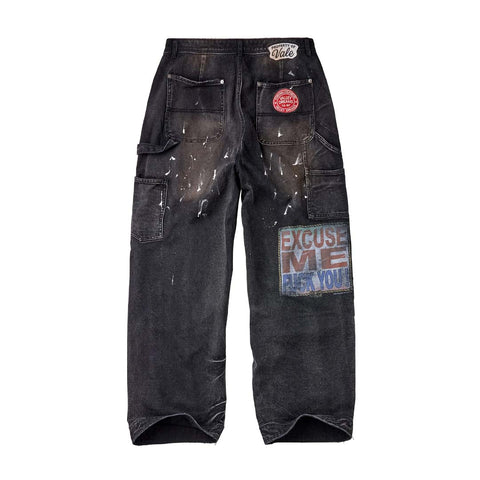 Vale Forever American Hope Painters Denim Carpenter Pants Black