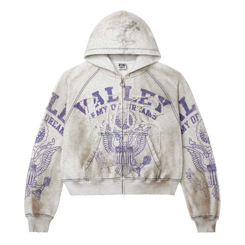Vale Forever Army Zip Up Hoodie Grey