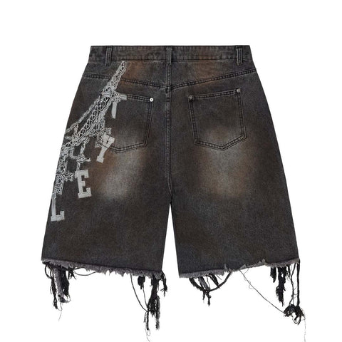 Vale Forever Chain Denim Shorts Black
