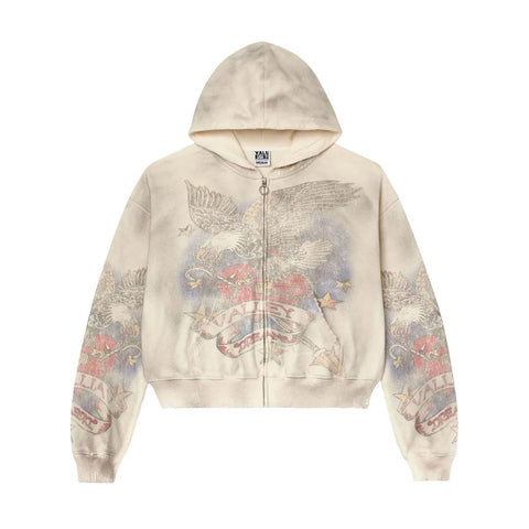 Vale Forever Nostalgia Distressed Zip Up Hoodie