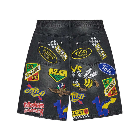 Vale Forever Passport Denim Shorts Black