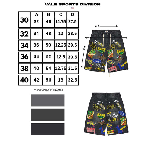 Vale Forever Passport Denim Shorts Black