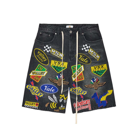Vale Forever Passport Denim Shorts Black