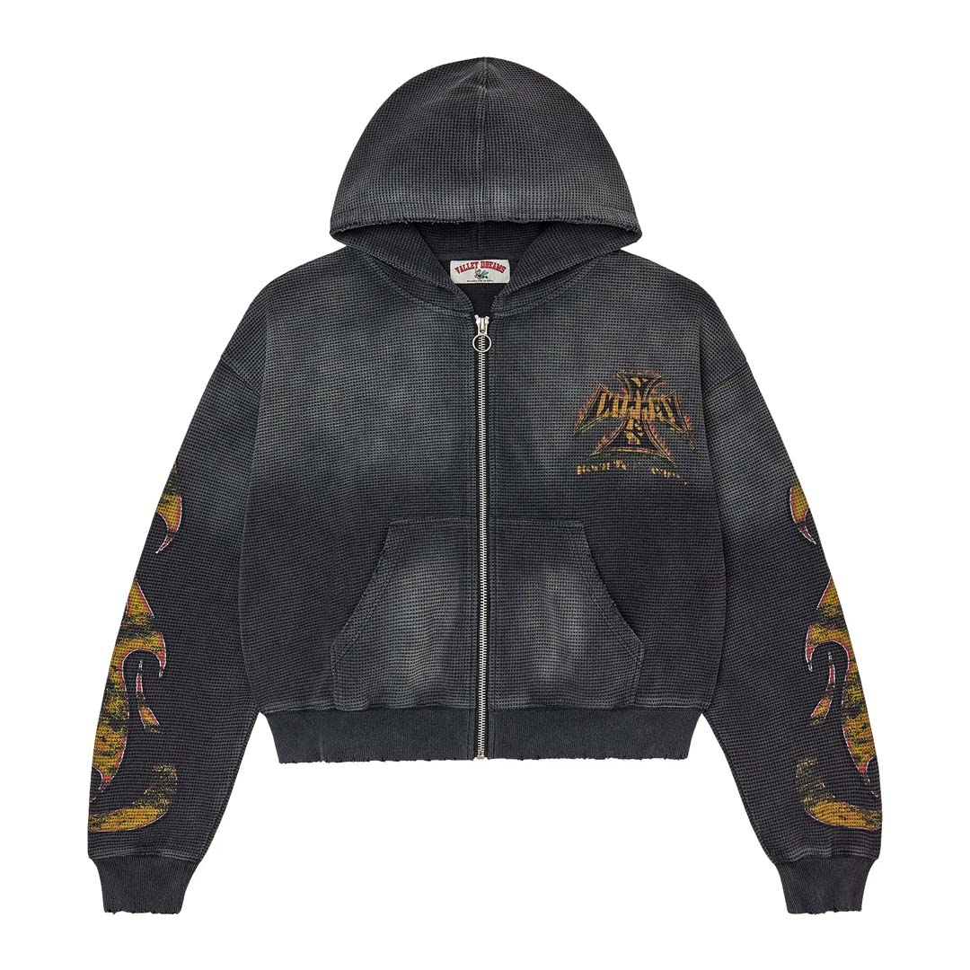 Vale Forever Reborn Waffle Zip Up Hoodie 'Black'