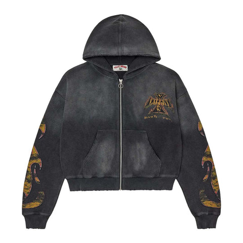 Vale Forever Reborn Waffle Zip Up Hoodie 'Black'