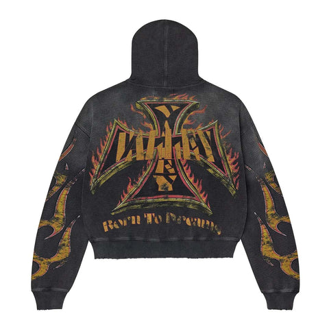 Vale Forever Reborn Waffle Zip Up Hoodie 'Black'