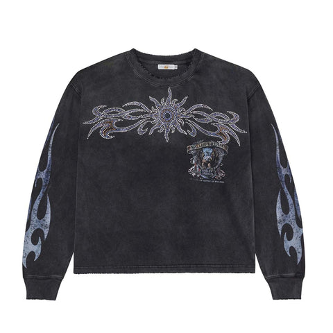 Vale Forever Valley Bling Long Sleeve Faded Black Tee