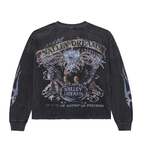 Vale Forever Valley Bling Long Sleeve Faded Black Tee